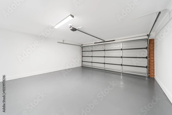 Obraz Spacious Garage Interior with Grey Flooring