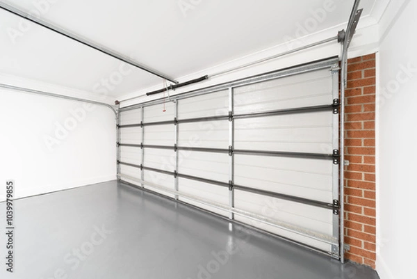 Obraz Spacious Garage Interior with Grey Flooring