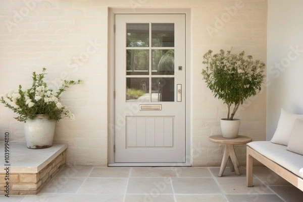Fototapeta Minimal cream door home architecture furniture building.