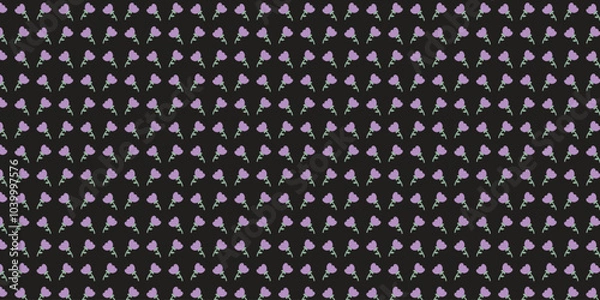 Obraz Cute tulip flower pattern with black background