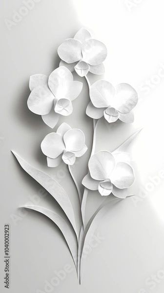 Fototapeta Paphiopedilum Orchids logo 3d vector paper cute