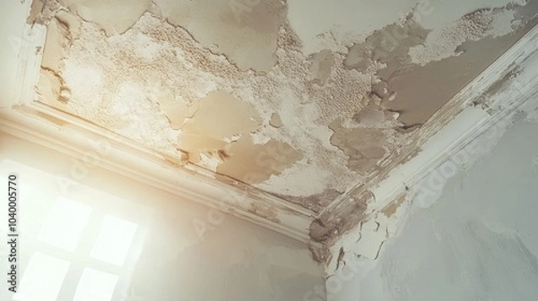 Fototapeta A room with a white ceiling and a window