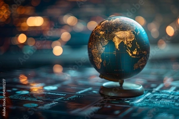 Fototapeta A Stunning Globe Illuminated by Soft Bokeh Lights