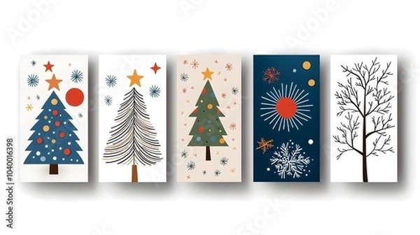 Fototapeta Funky Christmas and New Year Greeting Card Collection with Colorful Templates for Stylish Holiday Invitations Posters and