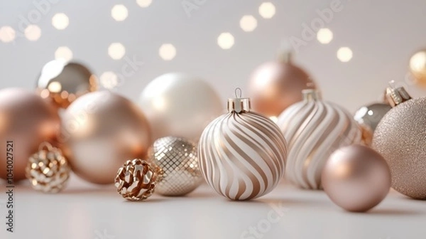 Obraz Elegant 3D Christmas Decoration in Minimalist Style for Festive Design Projects