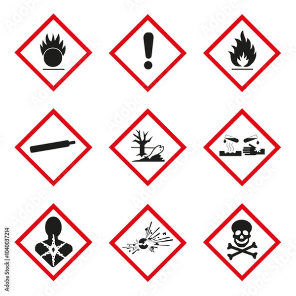 Fototapeta Globally polluting system. Hazardous materials. Warning signs.