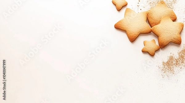Obraz Homemade gingerbread star cookies with sugar dust on light background, festive decoration
