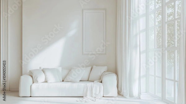 Fototapeta minimalistic white living room interior