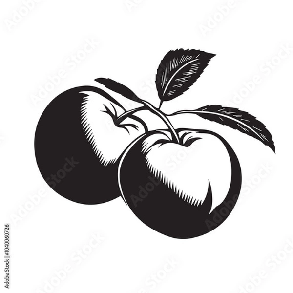 Fototapeta Peaches In cartoon, hand-drawn flat style. image for social media, websites and UI. Isolated 2D vector design in logo, icon, sketch style, simple line vector, single color. AI Generative Art.