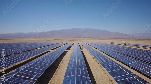 Obraz Solar rooftop setup underway, with technicians handling equipment safely, illuminated by a colorful sunset.