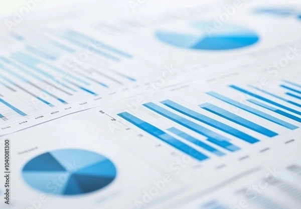 Fototapeta Blue tone financial data charts for business analysis and reporting