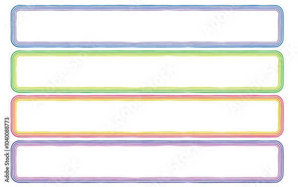 Obraz カラフルなグラデーション風の長い四角い文字フレームセット