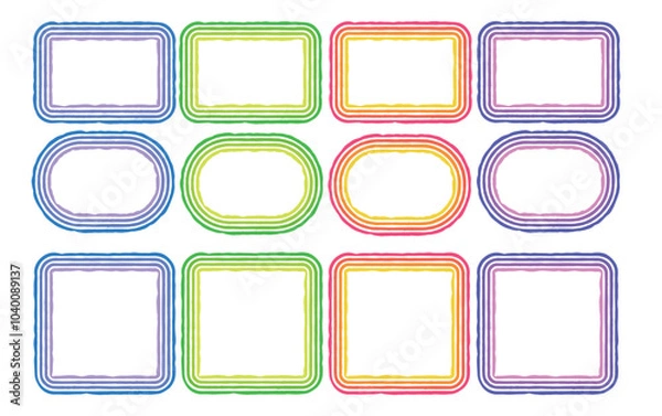 Obraz カラフルなグラデーション風の文字フレームセット