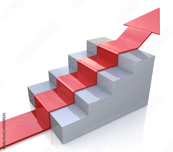 Obraz 3D arrow climbing up over a staircase