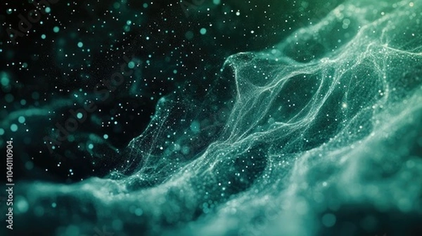 Fototapeta Abstract digital particles in motion, forming a futuristic data stream background.