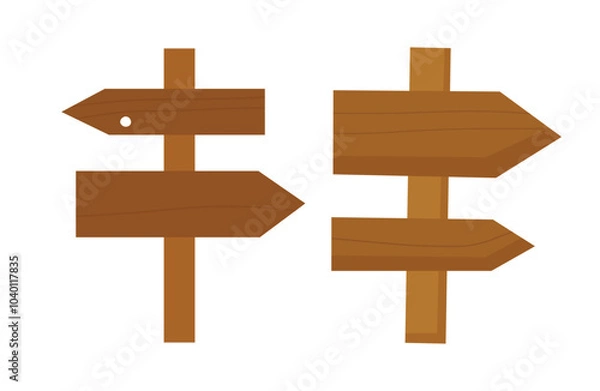 Obraz Wooden simple pointing arrows illustrations. Simple flat style.