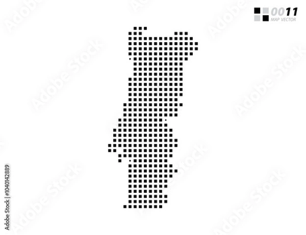 Fototapeta Vector abstract pixel black of Portugal map. Organized in layers for easy editing.