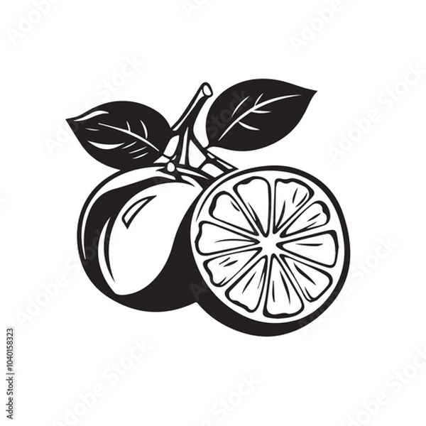 Fototapeta Oranges In cartoon, hand-drawn flat style. image for social media, websites and UI. Isolated 2D vector design in logo, icon, sketch style, simple line vector, single color. AI Generative Art.