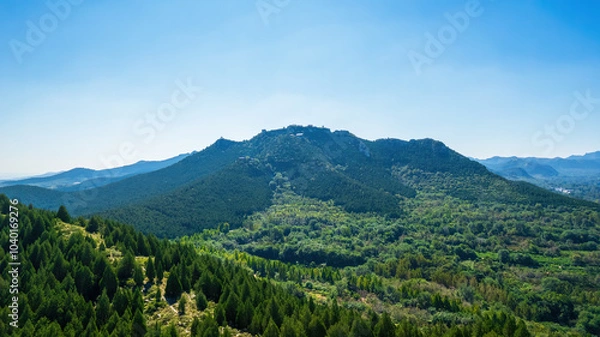 Obraz Aerial photos of the green mountains in the distance