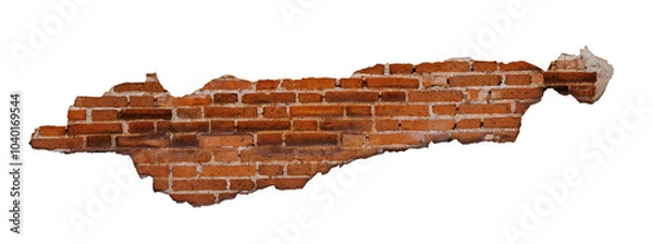 Obraz Textured cracked red brick wall background cutout in transparent background for using as graphic resource for blending with wall.