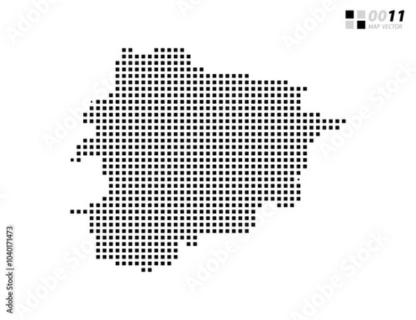 Fototapeta Vector abstract pixel black of Andorra map. Organized in layers for easy editing.