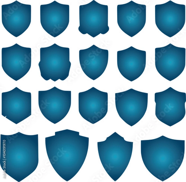 Fototapeta Blue Protect shield set for armed security Badge symbol sign vector illustrations on white background generated Ai