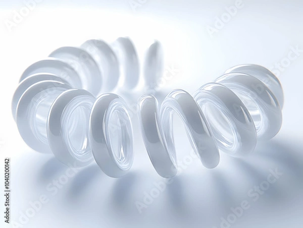 Fototapeta Flat Cognitive Flexibility Springs Concept - Extreme Close-Up of White Nano Springs Symbolizing Cognitive Flexibility, Bending and Twisting for Mental Adaptability, Isolated on White Background, Vecto