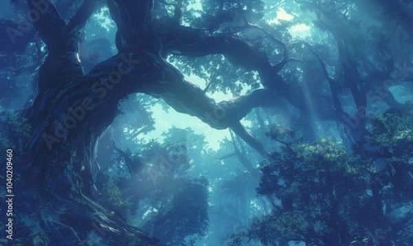 Obraz Enchanted Forest with Mystical Sunlight Rays