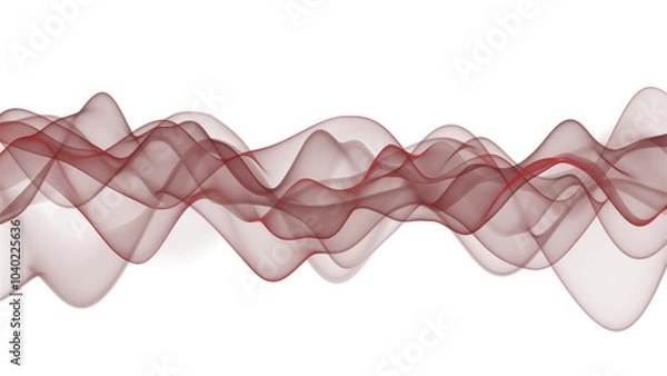 Fototapeta Vibrant red waveforms flowing smoothly across on a transparent background