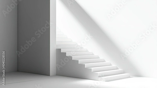 Fototapeta Minimalist modern staircase with sleek design and room for copy or branding