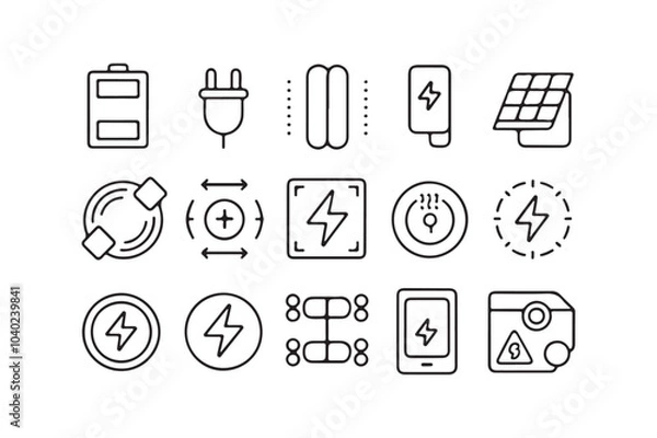Fototapeta Minimalistic Line Art Energy and Electricity Icons Vector Illustration