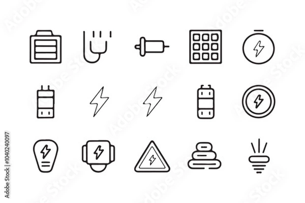 Fototapeta Minimalistic Line Art Energy and Electricity Icons Vector Illustration