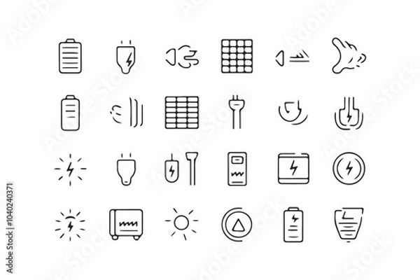 Fototapeta Minimalistic Line Art Energy and Electricity Icons Vector Illustration