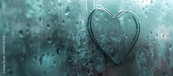 Obraz Heart symbol etched on foggy glass with copy space image