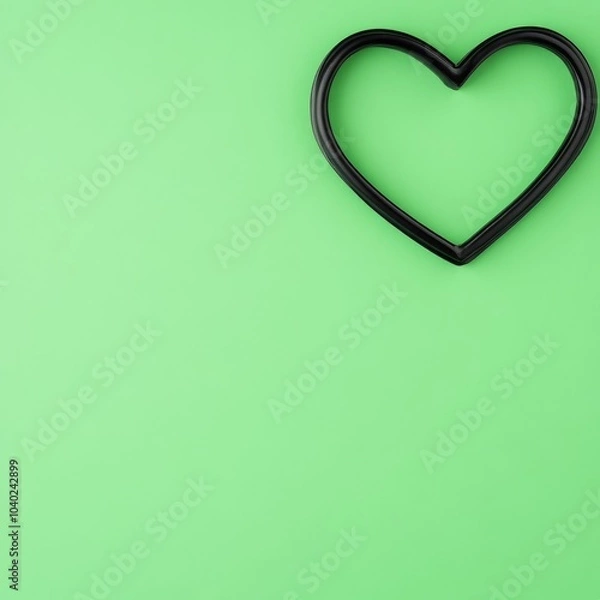 Fototapeta A black heart-shaped outline on a green background, symbolizing love.