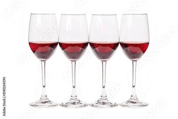 Obraz Three glasses of red wine on a white background, perfect for still life photography or marketing materials