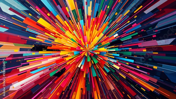Fototapeta Exploding Color Burst Vivid particles radiating outward in dynamic motion