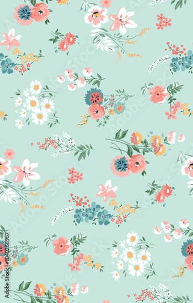 Fototapeta All over print design color matching illustration Nice wark Digital flower