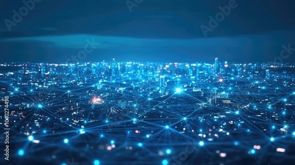 Fototapeta Smart City and network connection concept
