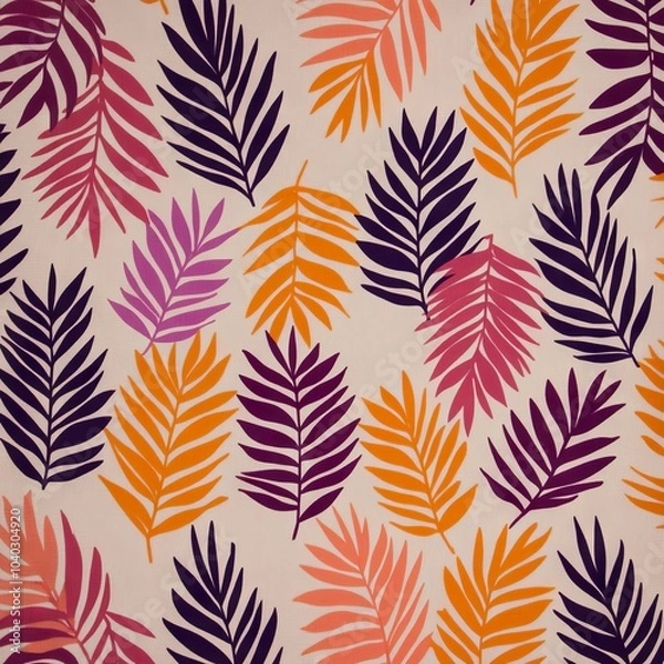 Fototapeta A vibrant pattern of colorful leaves in various shades and shapes.