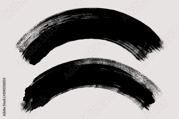 Fototapeta Brush stroke vector. Painted curves, isolated on white background. Grunge textured design elements