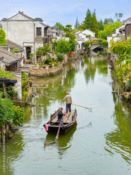 Obraz View of the classical water town called Shaxi near Shanghai suburb in Jiangsu, China.