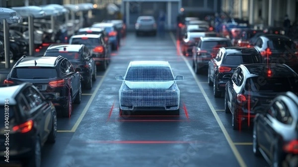 Fototapeta Automated license plate recognition system for efficient barrier-free parking management, showcasing smart technology solutions for streamlined vehicle access and monitoring.
