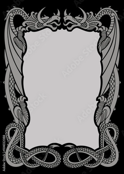 Obraz decorated frame with dragons A-4 format