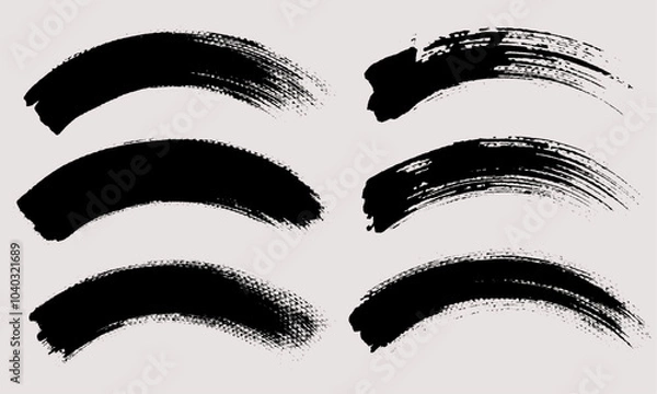 Fototapeta Brush stroke vector. Painted curves, isolated on white background. Grunge textured design elements