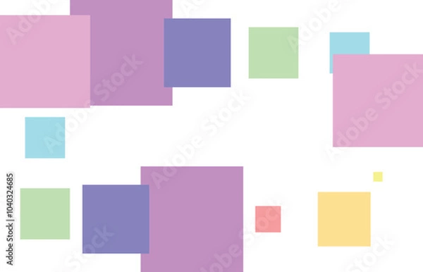 Fototapeta Modern geometric template with vibrant squares and circles on white, perfect for presentations and copy space