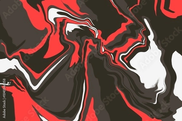 Obraz Swirly abstract liquid background. Full frame, textures abstract black and red glowing wave background. Fluid liquid backdrop copy space. Swirling distorted artistic display of fluid motion effect