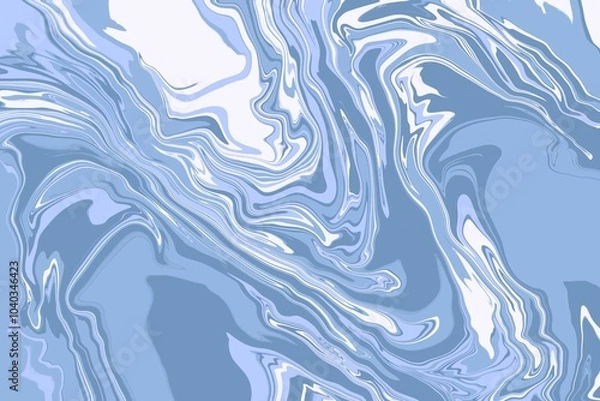 Obraz Fluid art texture. Background with abstract mixing paint effect. Liquid acrylic picture that flows and splashes. Mixed paints for interior poster. Blue white and gray overflowing colors. Soft colors.
