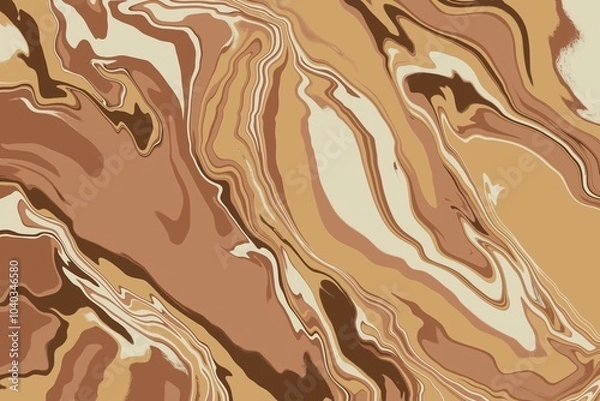 Obraz Swirly abstract liquid background. Full frame textures abstract brown glowing wave background. Chocolate, coffee drink. Distorted artistic display of fluid motion effect,  liquid backdrop copy space.