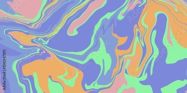 Obraz Swirly abstract liquid background. Full frame textures abstract retro muted pastel glowing wave background. Fluid liquid backdrop copy space. Swirling distorted artistic display of fluid motion effect